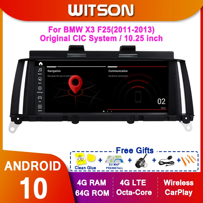 

WITSON Android 10.0 8 core Car multimedia player For BMW X3 F25 2011 2012 2013 Original CIC System