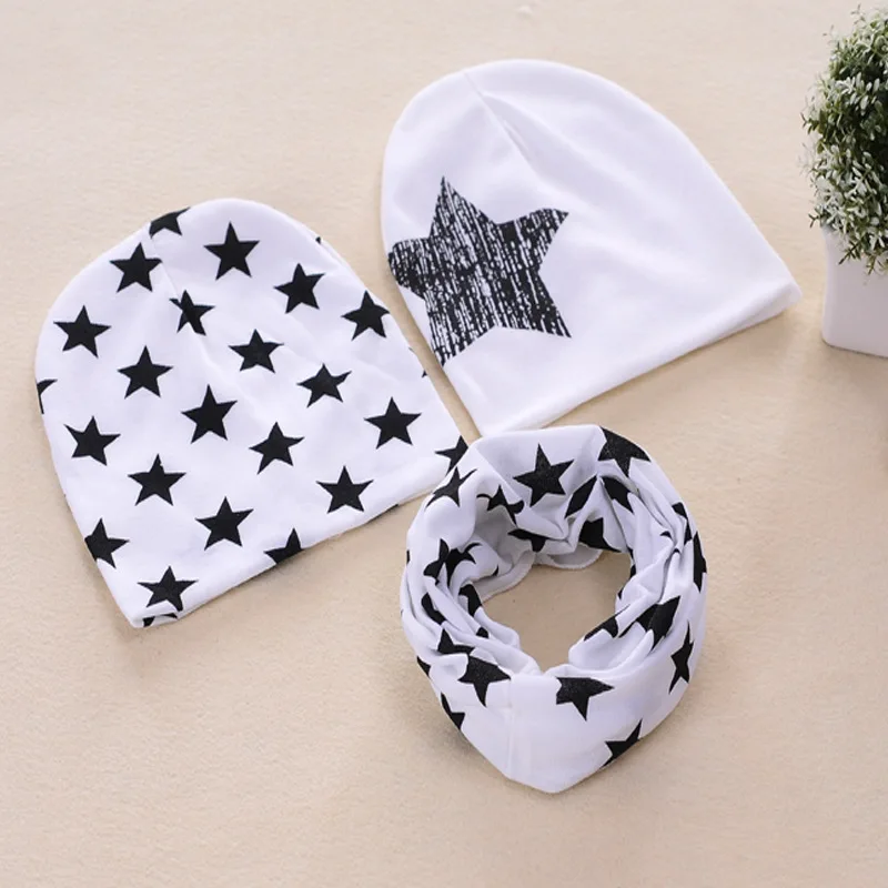 3 шт. Шапка и шарф для малышей комплект одежда мальчиков девочек со звездным