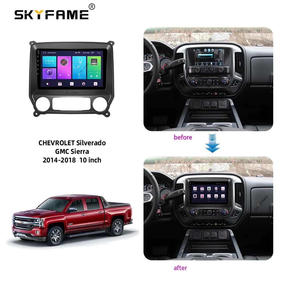 

For CHEVROLET Silverado GMC Sierra 2014-2018 2 Din Car Radio Android Multimedia Player GPS Navigation IPS Screen 10 Inch