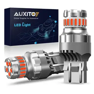 AUXITO 2x T20 7443 SRCK W21/5W WY21W Led Canbus Flash Strobe Car Brake Tail Signal Stop Light Bulb Reverse Lamp White Flash Red