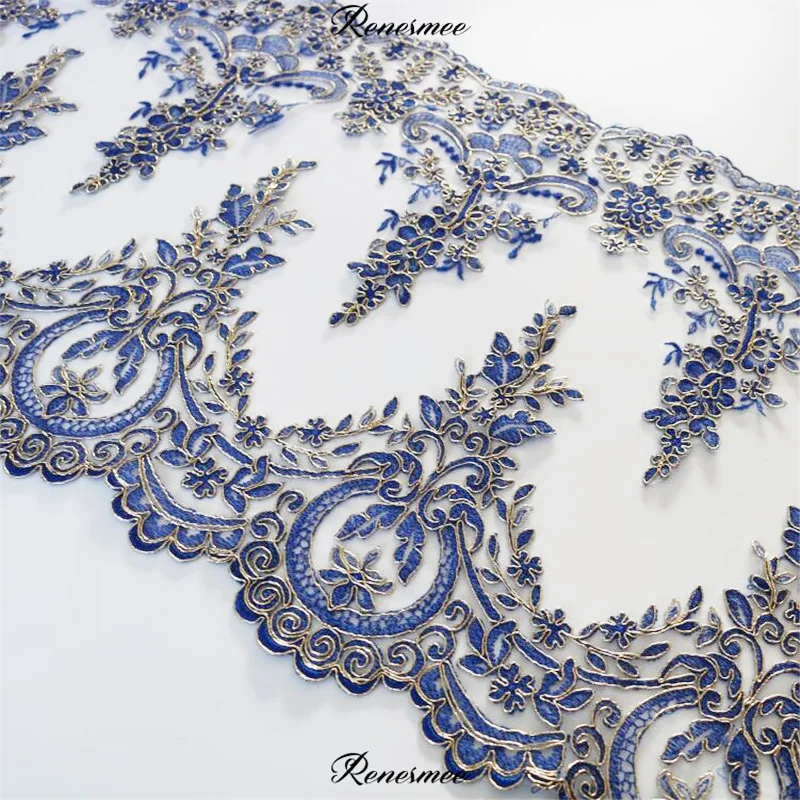 Изящное изысканное синее кружевное платье 1Yd с золотой нитью и вышивкой бедра