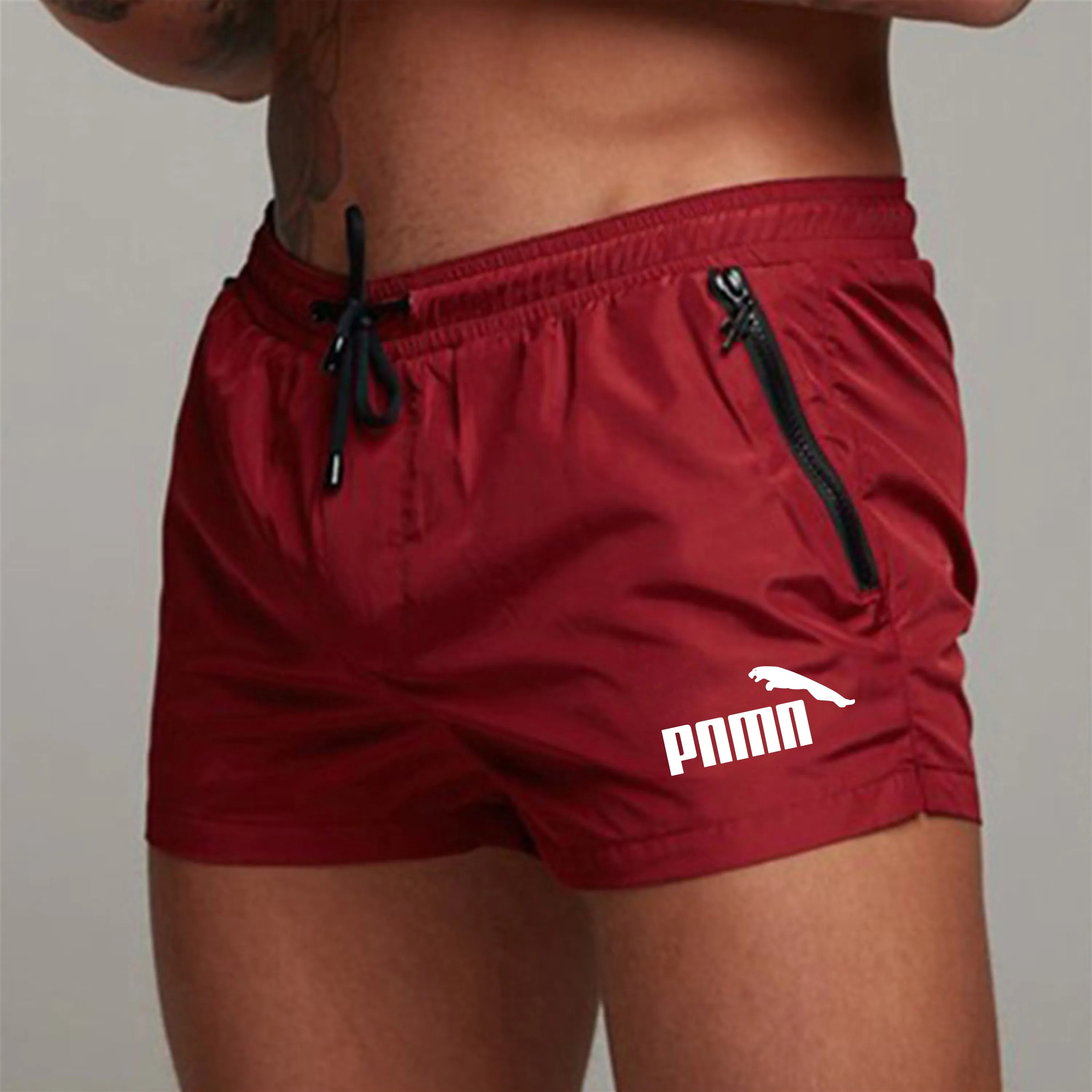 men's shorts zipper Pockets Detail Quick Dry Swimming Shorts Men Swimwear Man Swimsuit Swim Beach Summer Bathing | Спорт и