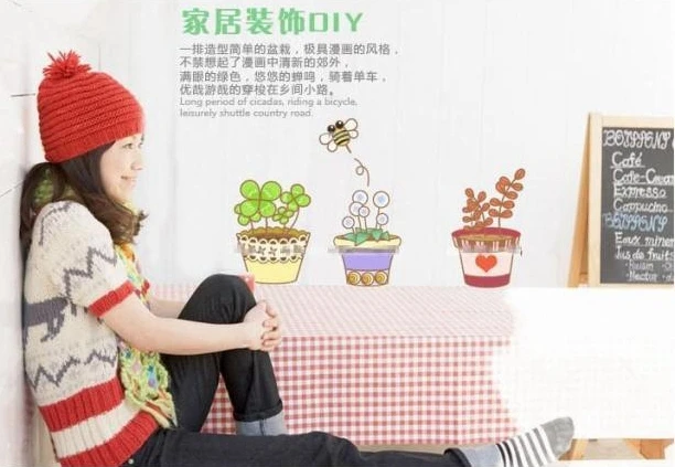 Garden Flower Bee Pot Plant Culture Decal Wall Stickers PVC DIY Living Room Bedroom Home Art Wallpaper House Sticker Poster | Дом и сад