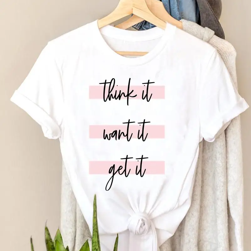 

Women Ladies Tshirt Watercolor Letter 90s Cute T-shirts Tee Fashion Top Lady Print Female Clothes Short Sleeve Graphic T-Shirt