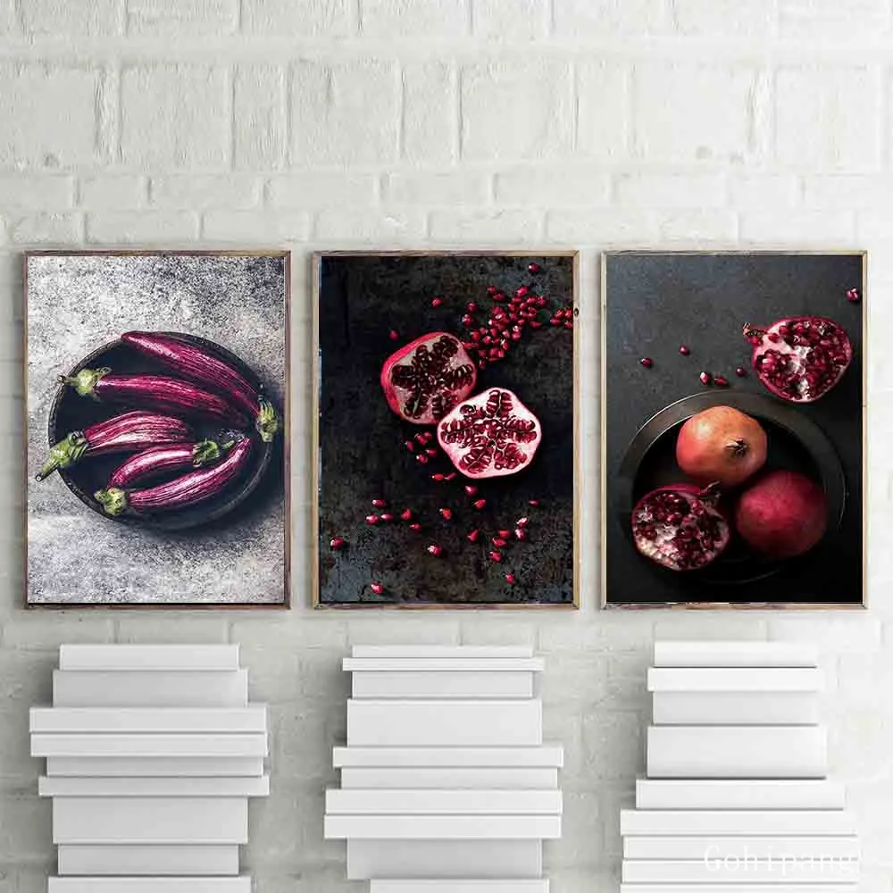 Гранат кухня стены искусство ресторан Холст Живопись Плакат фрукты плакаты и