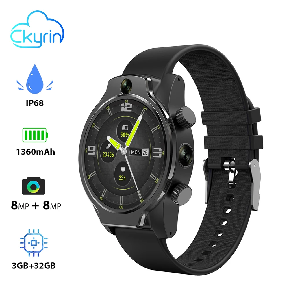 Goede Ckyrin Kirin X Smart Horloge Telefoon 4G Sim Dual 8MP Camera Gps Wifi IP68 Waterdichte Smartwatch Mannen 3Gb 32Gb Smart Klok Android Ios
