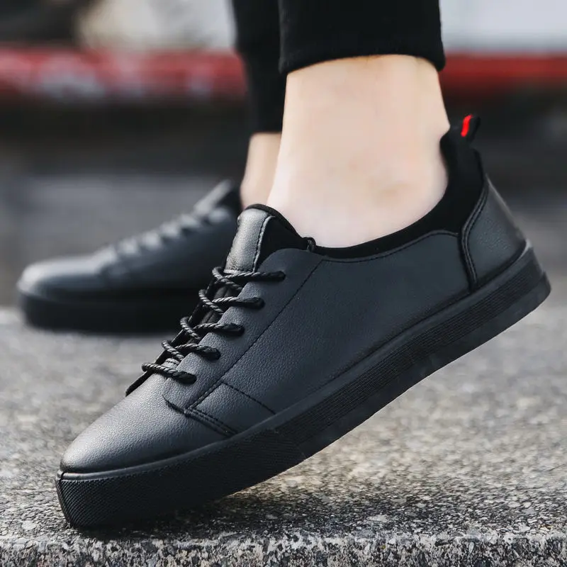 

2020 New Design Summer Casual Shoes Men Leather Flat Shoes Breathable Lace-up Low Top Sneakers Loafers Tenis Masculino Footwear