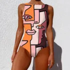 Летний сексуальный слитный купальник с аниме принтом, Женский бразильский купальник с открытой спиной, купальные костюмы, боди с пуш-ап, монокини, бикини #4