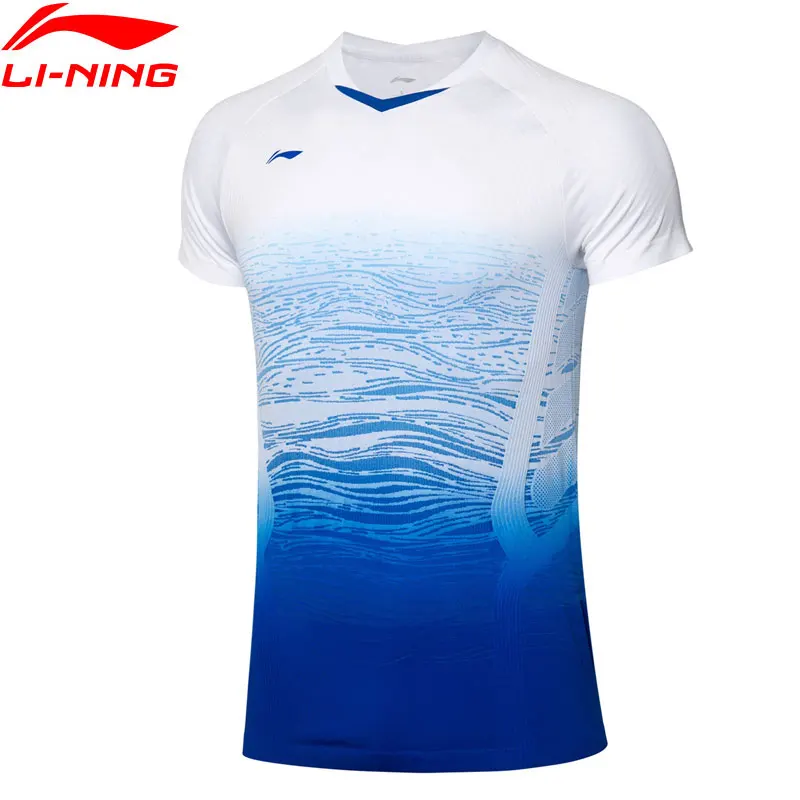 Li Ning мужские футболки для соревнований по бадминтону дышащие комфортные топы с