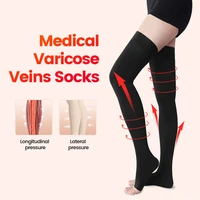 1 pair medical varicose vein socks class 2 pressure stockings anti skip compression thigh socks pain relief closeopen toe