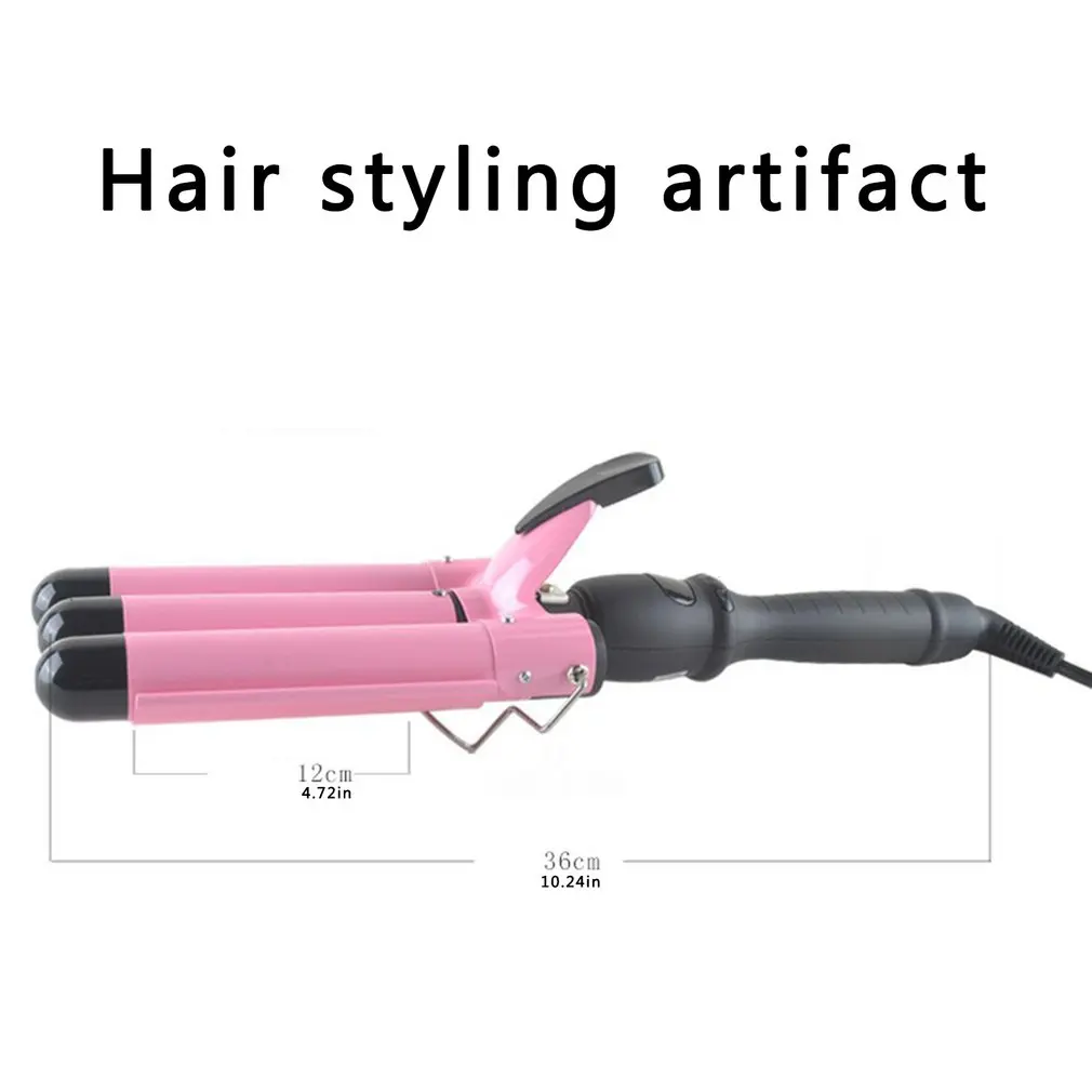 

Three-tube Curling Iron With LCD Temperature Display Adjustable Extra-long Wire Curling Iron Cold Spray Technology Ceramic