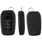 Чехол для автомобильного ключа с узором из углеродного волокна, силиконовый защитный чехол для ключа для Toyota Miral Fortuner Rav4 Highlander Crown, автомобильные аксессуары
