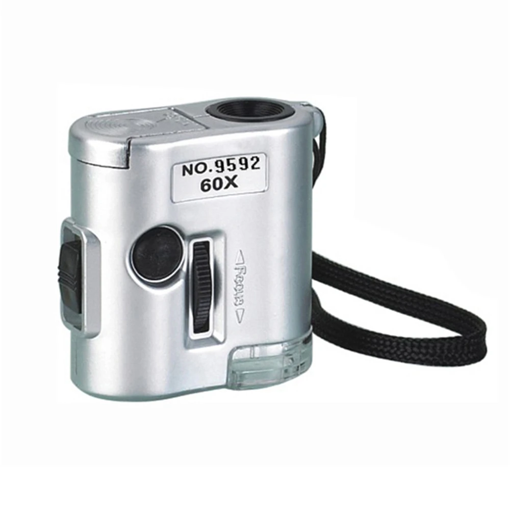 Портативный мини микроскоп 60X EDC Ювелирная Лупа Многофункциональный с УФ