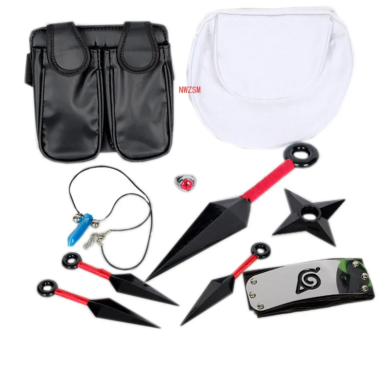 

Anime Akatsuki Headband Cosplay Accessories toys Props Itachi Akatsuki Ring Necklace Sword In Hand Ninjathrow Set