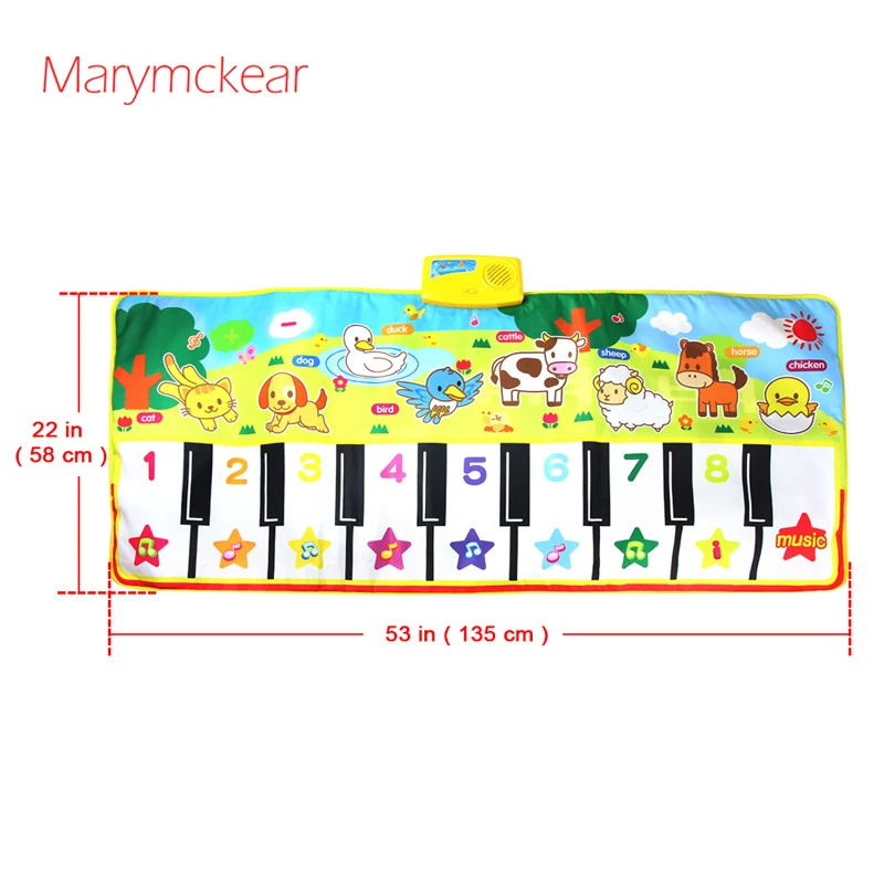 

135X58CM Large Size Musical Mat Baby Animal Theme Educational Learning Toy Children Baby Toy Infantil Playing Type Music Mat