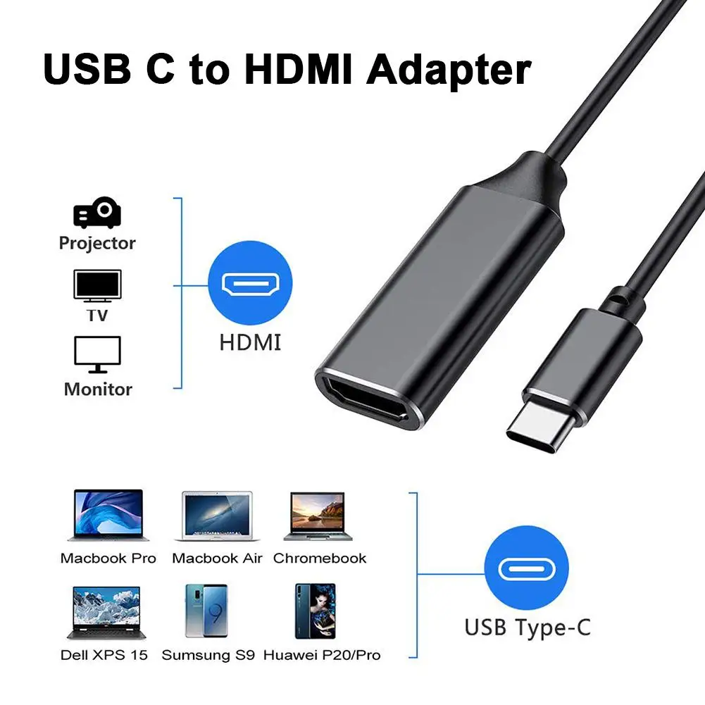 Кабель адаптер Usb Type C к Hdmi 4k 30 Гц USB 3 1 HDMI|Кабели VGA| |