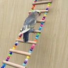 Игрушка-подвеска для лестницы для попугаев домашних животных, разноцветные шарики из натурального дерева, канат для хомяка, клетка для кусания попугая