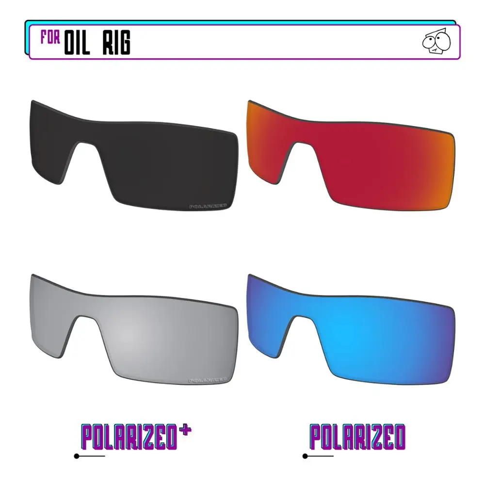 EZReplace Polarized Replacement Lenses for - Oakley Oil Rig Sunglasses - BkSrP Plus-RedBlueP
