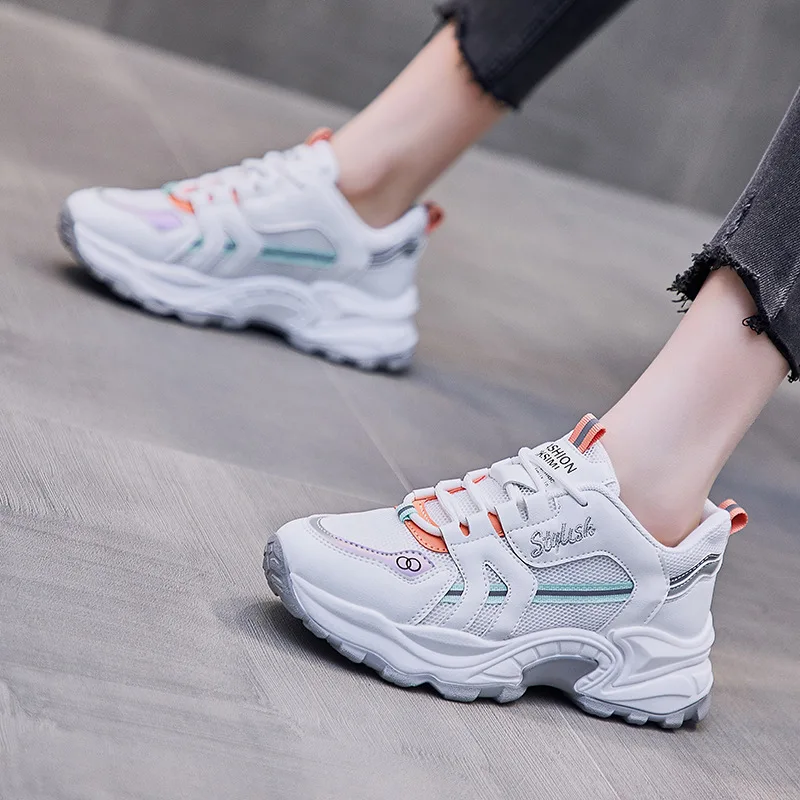 

Women's Shoes 2021 Sports Shoes Best-selling Foreign Trade High Quality Lace-Up Round Toe Microfiber Sneakers Women Flats Shoes