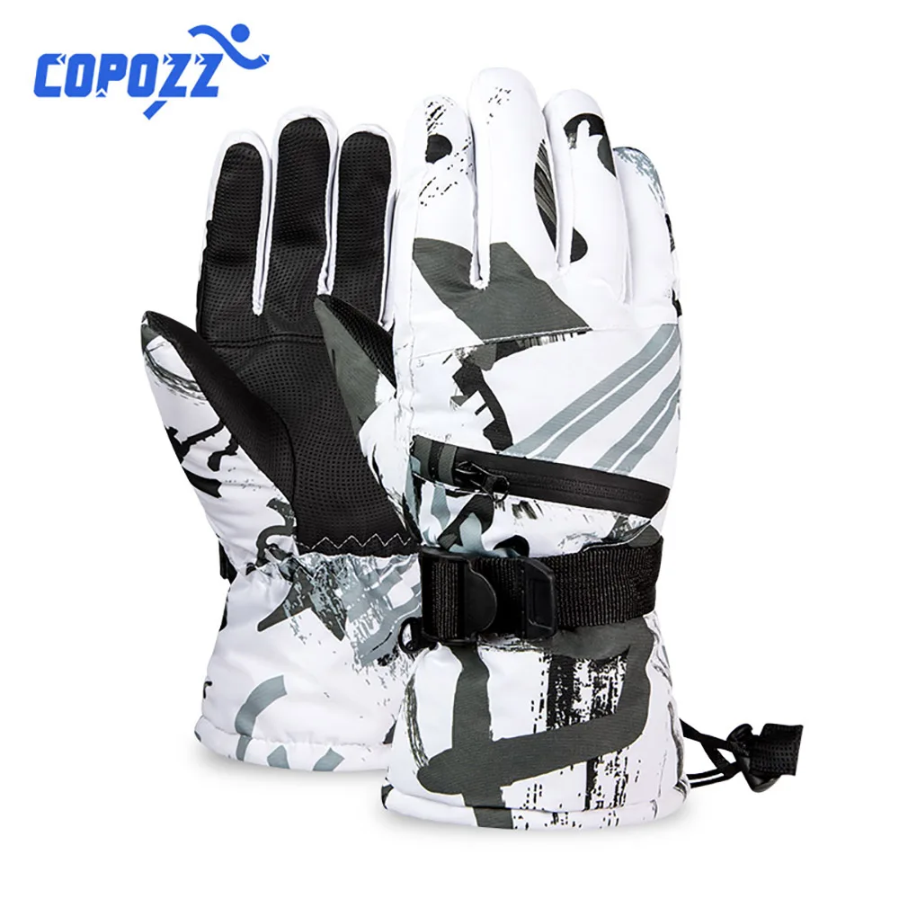 Перчатки COPOZZ для мужчин и женщин катания на лыжах с 3 пальцами водонепроницаемые