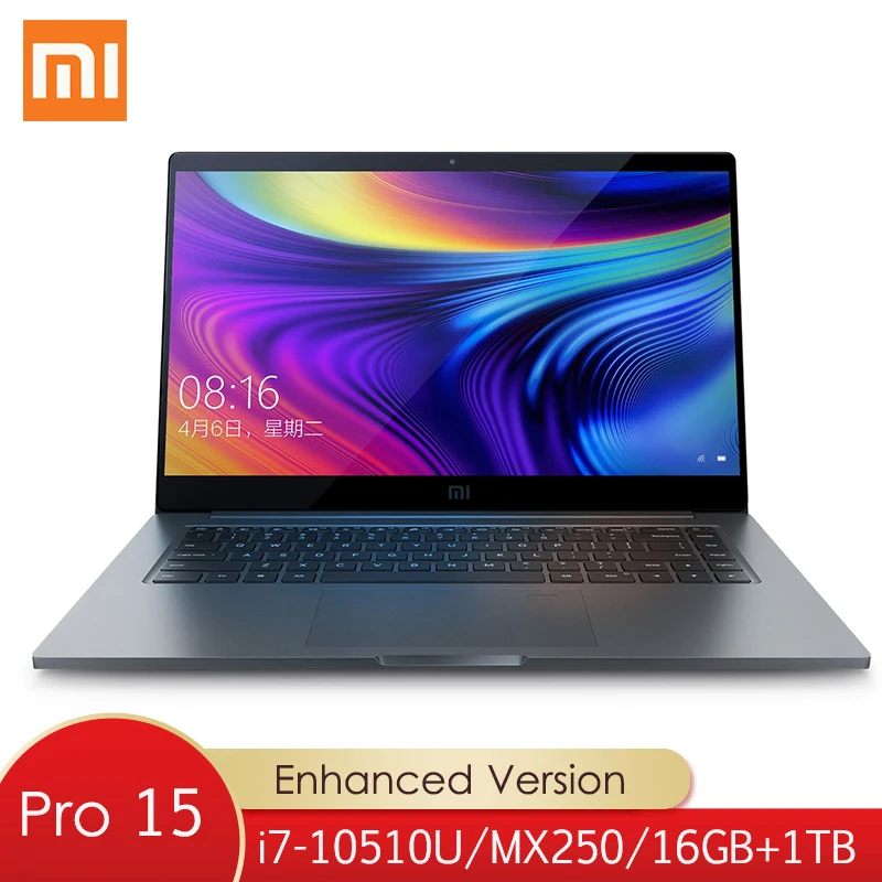 Обновленный ноутбук Xiaomi Mi Pro 15 6 дюймов i7 10510U MX250 Windows 10 16 ГБ ОЗУ 1 ТБ SSD отпечаток