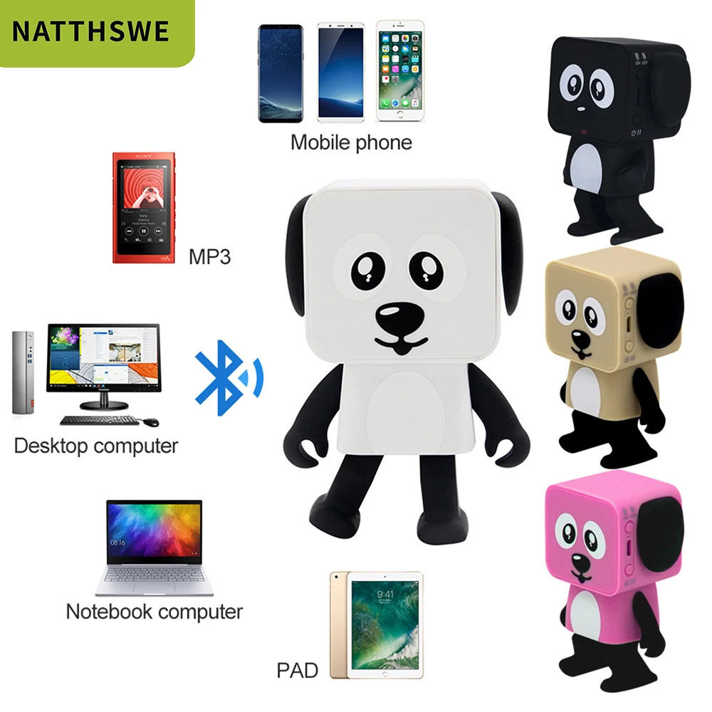 NATTHSWE робот танцующий динамик беспроводной Bluetooth игрушка в форме собаки 4 1 Динамик