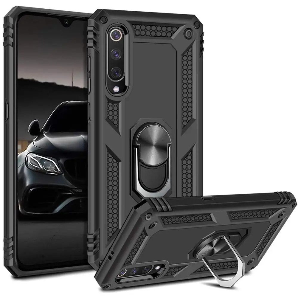 

Case For Xiaomi Mi 9 Lite SE 9T K20 Pro K30 Cover Ring Kickstand Car Mount Magnetic Military Case For Xiaomi Mi 10 CC9E A3 Lite