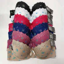 Roupa interior feminina sexy rendas push up bra para mulher lingerie copo completo floral padrão conforto sutiã underwire acolchoado bralette (4)