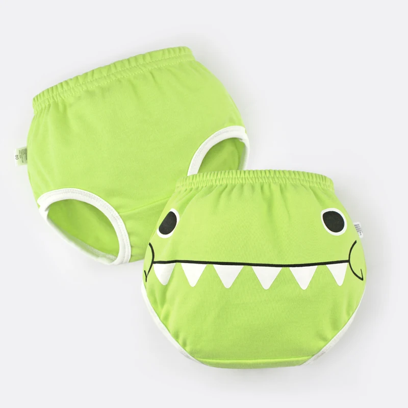 

Solid color Printed animal Children's underwear Boys Girls Newborn diapers pants Bread pants cute (Green)