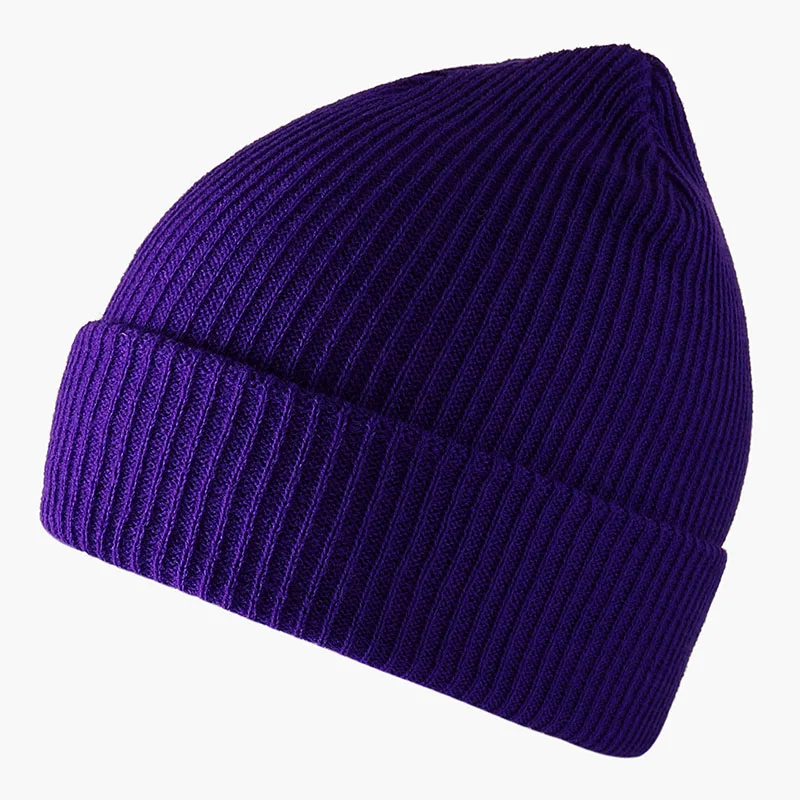 Dark Purple Шапки унисекс шапочка 24 цвета женская зимняя шапка в рубчик Gorros шапка в стиле хип-хоп для женщин шапочка в стиле кэжуал простые вязаные осенние шапки - Цвет: Dark Purple