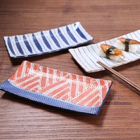 japanese ceramic rectangular sushi long plate underglaze color dessert cake snack pastry tray western food salmon sashimi plates