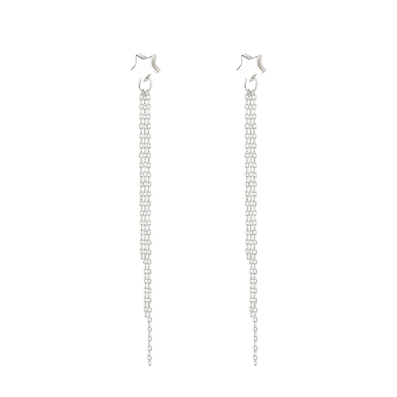 

[Miss Z] Tassel Earrings Sterling Silver Long Fairy Temperamental Earrings 2021 New Fashionable Earrings