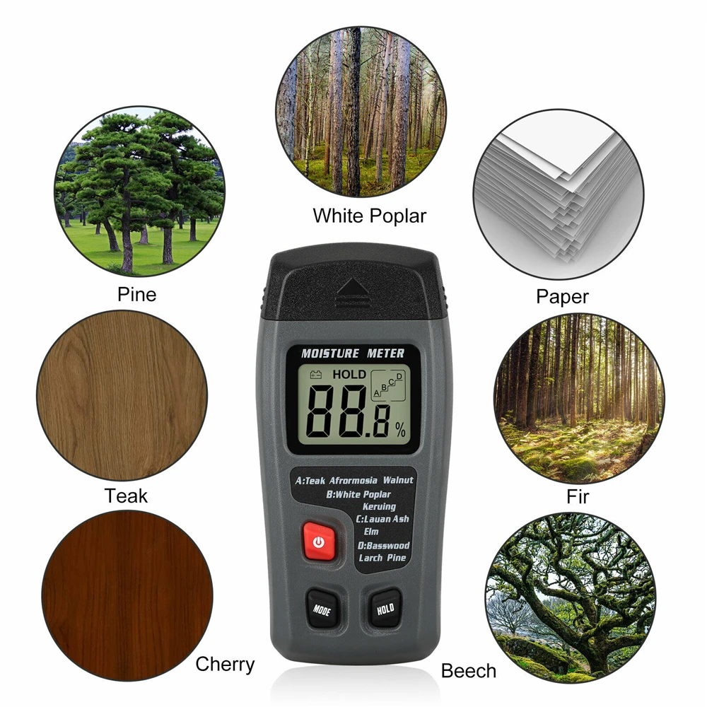 

Digital LCD Wood Moisture Meter Detector Tester Humidity 0-99.9% Hygrometer Test