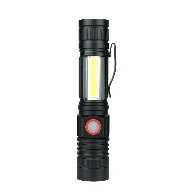 

8000LM USB Rechargeable Flashlight Super Bright Magnetic LED Torch with Cob Sidelight a pocket clip Zoomable for Camping