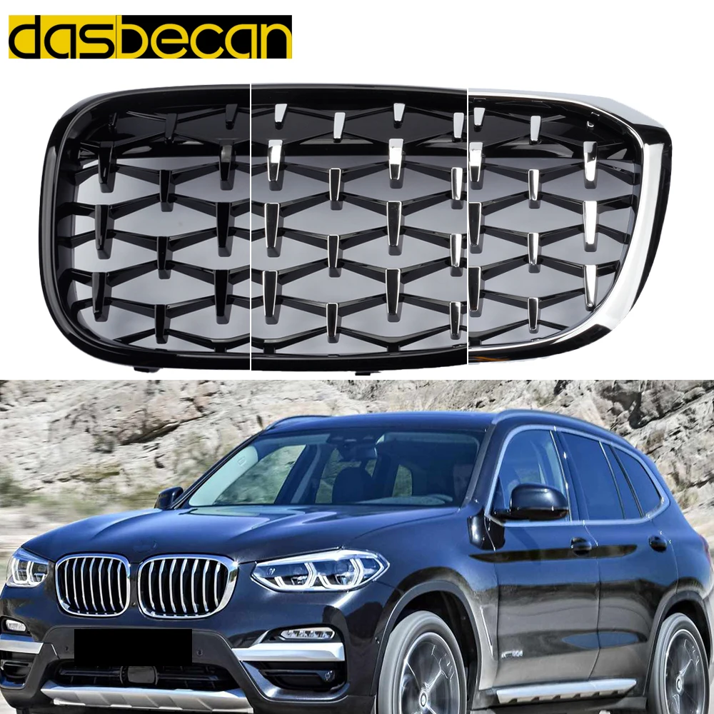 Front Bumper Diamond Racing Grille For BMW X3 G01 2018 2019 2020 Kidney Grill Meteor Style Replacement Grilles Car Accessories
