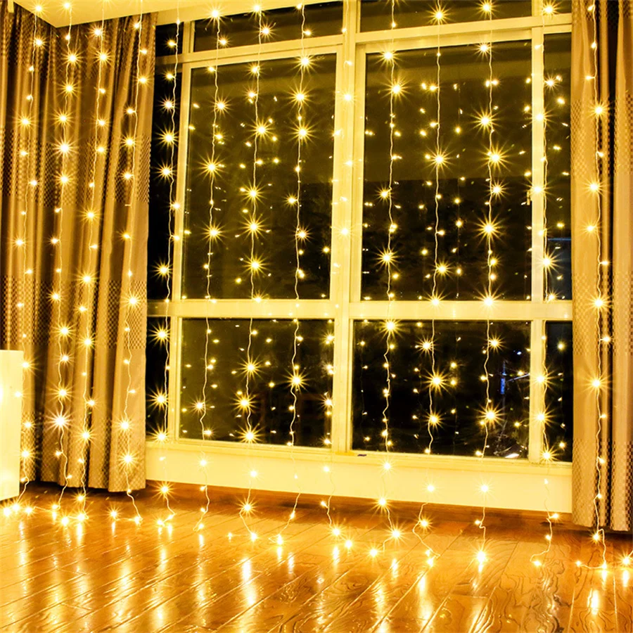 

3x1/3x2/3x3M LED Curtain Icicle String Light Outdoor Christmas Fairy Light Window LED Garland For Wedding Party Garden Decor