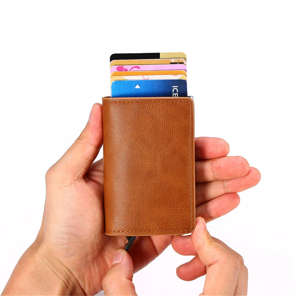 

2021 Dropshipping Man Women Smart Wallet Business Card Holder Hasp Rfid Wallet Aluminum Metal Credit Business Mini Card Wallet