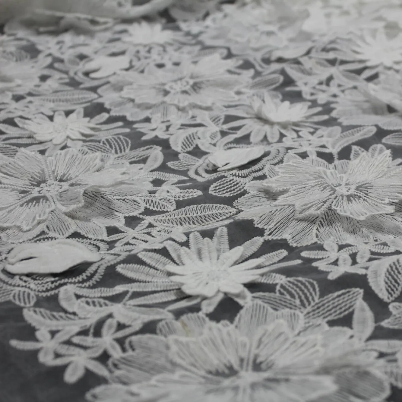 

3D Flowers Applique Embroidery Lace Fabric Dress Home Sewing Accessories RS3068