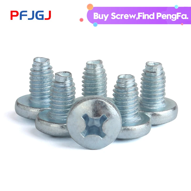 

Peng Fa 50PCS M3 M4 M5 M6 GB6560 Hardened Round Head Triangle Teeth Pan Head Cross Triangle Self-locking Screw
