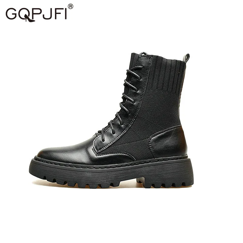 

Autumn Winter Casual All-Match Martin Boots Microfiber Elasticity Knitting Women's Boots Comfortable Breathable Women's Shoes