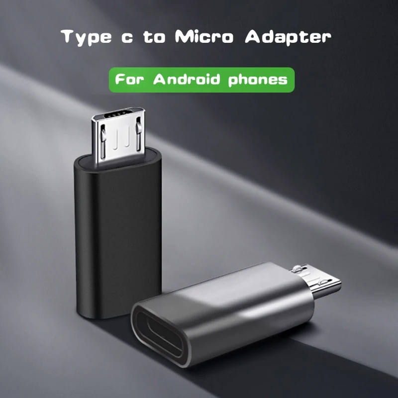 

Fast Transmission Adapter Black/Silver Compatible with Type C Female to Micro Male Mobile Phone Metal Adapter T21B
