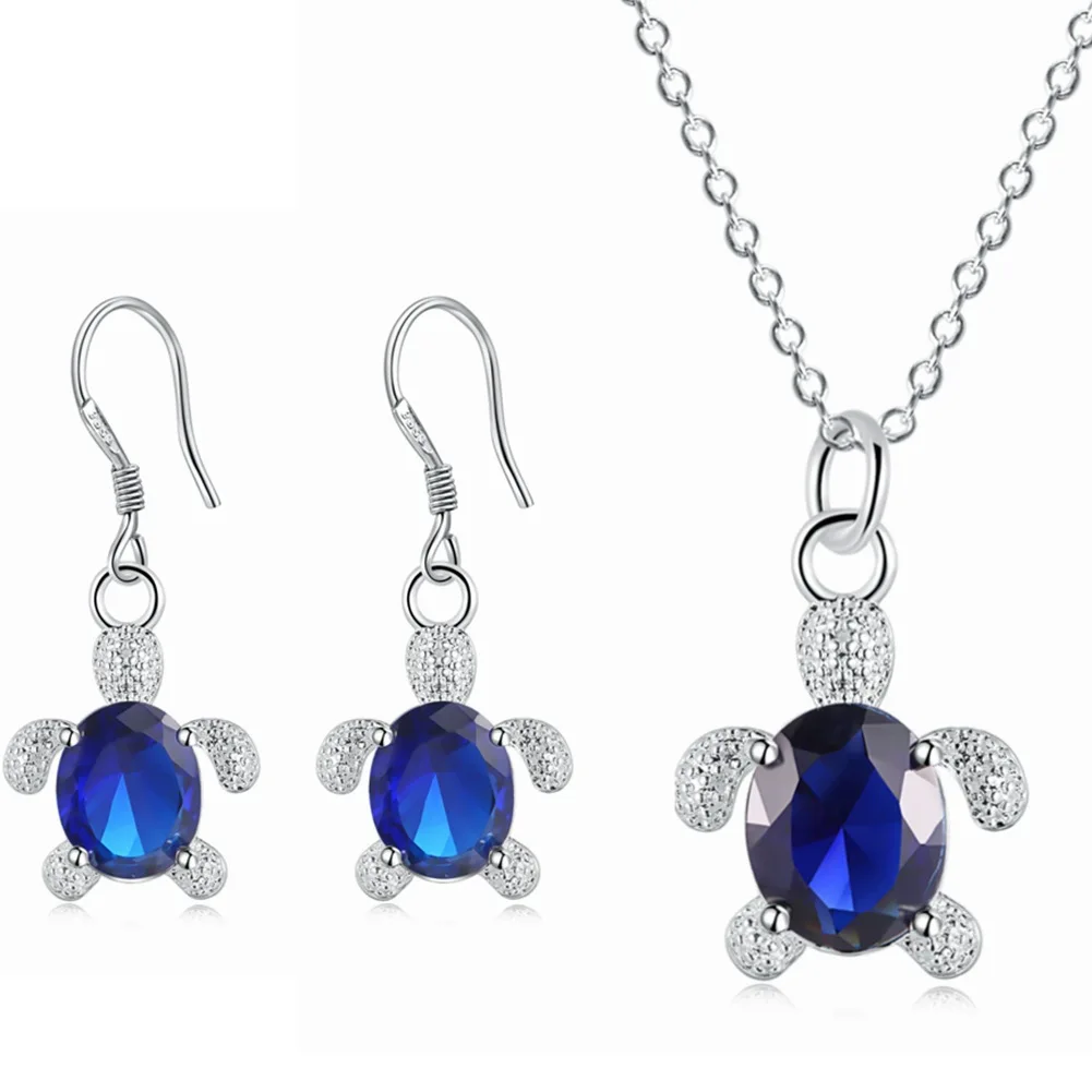 

L69 cute romantic women turtle crystal stone necklace Bracelet earring set