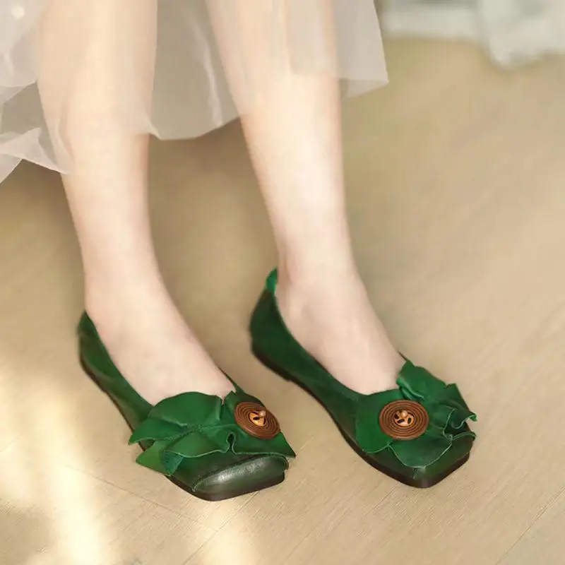 

Handmade Shoes Genuine PU Leather Women Soft Sole Flats Low Heel Comfort Soft Casual Shallow Shoes Woman Zapatos De Mujer