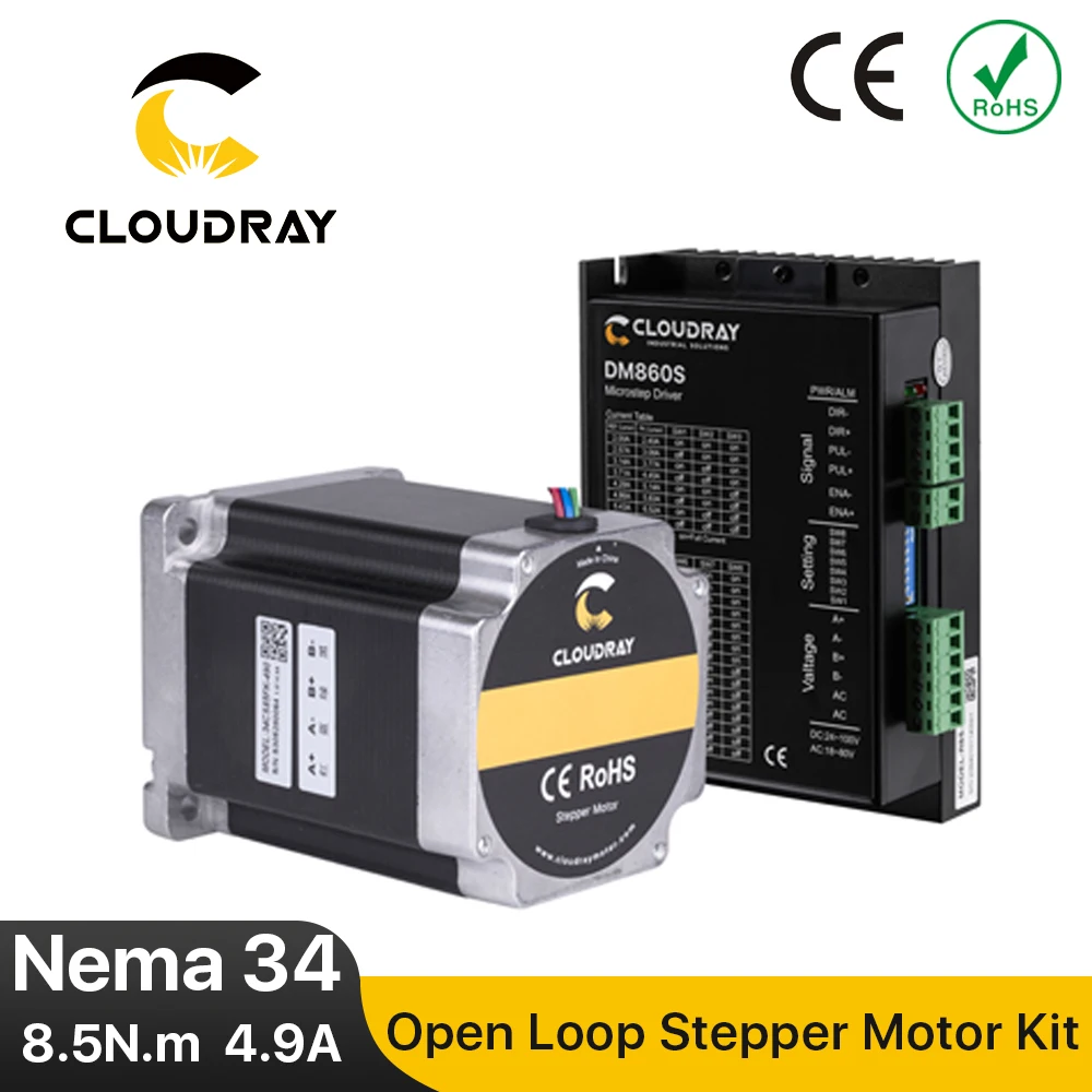 Комплект шагового двигателя Cloudray Nema 34 с открытым контуром 112 нм а мм шаговый