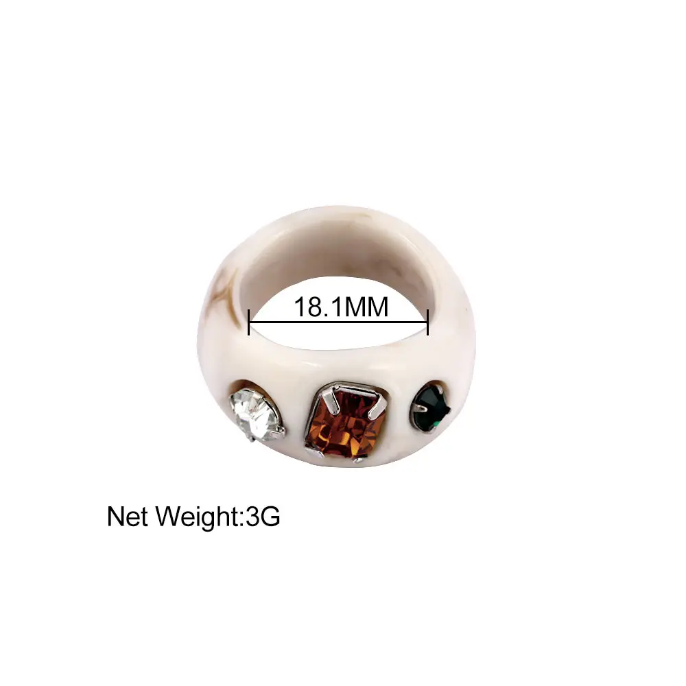 

Flatfoosie 2021 New Transparent Acrylic Resin Rings Colorful Rhinestone Square Round Geometric Rings for Women Korean Jewelry