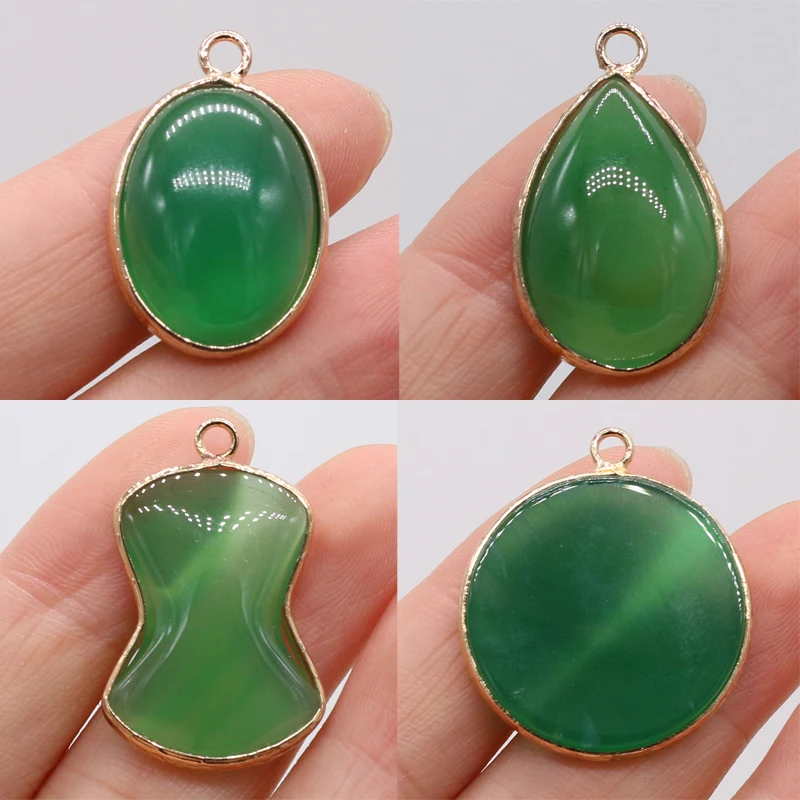 Natural Stone Jasper Pendants Reiki Heal Green Jade Crystal Charms for Trendy Jewelry Making Diy Women Necklaces Earring Gifts