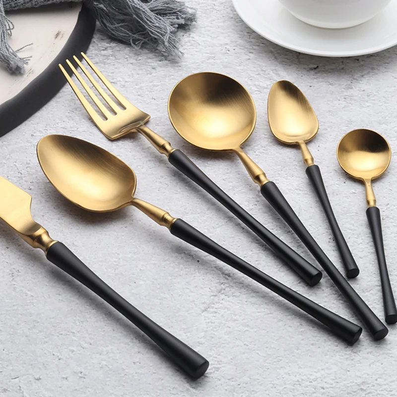 Столовые приборы ZUCZUG 8 шт./компл. из нержавеющей стали 304 набор черно золотых