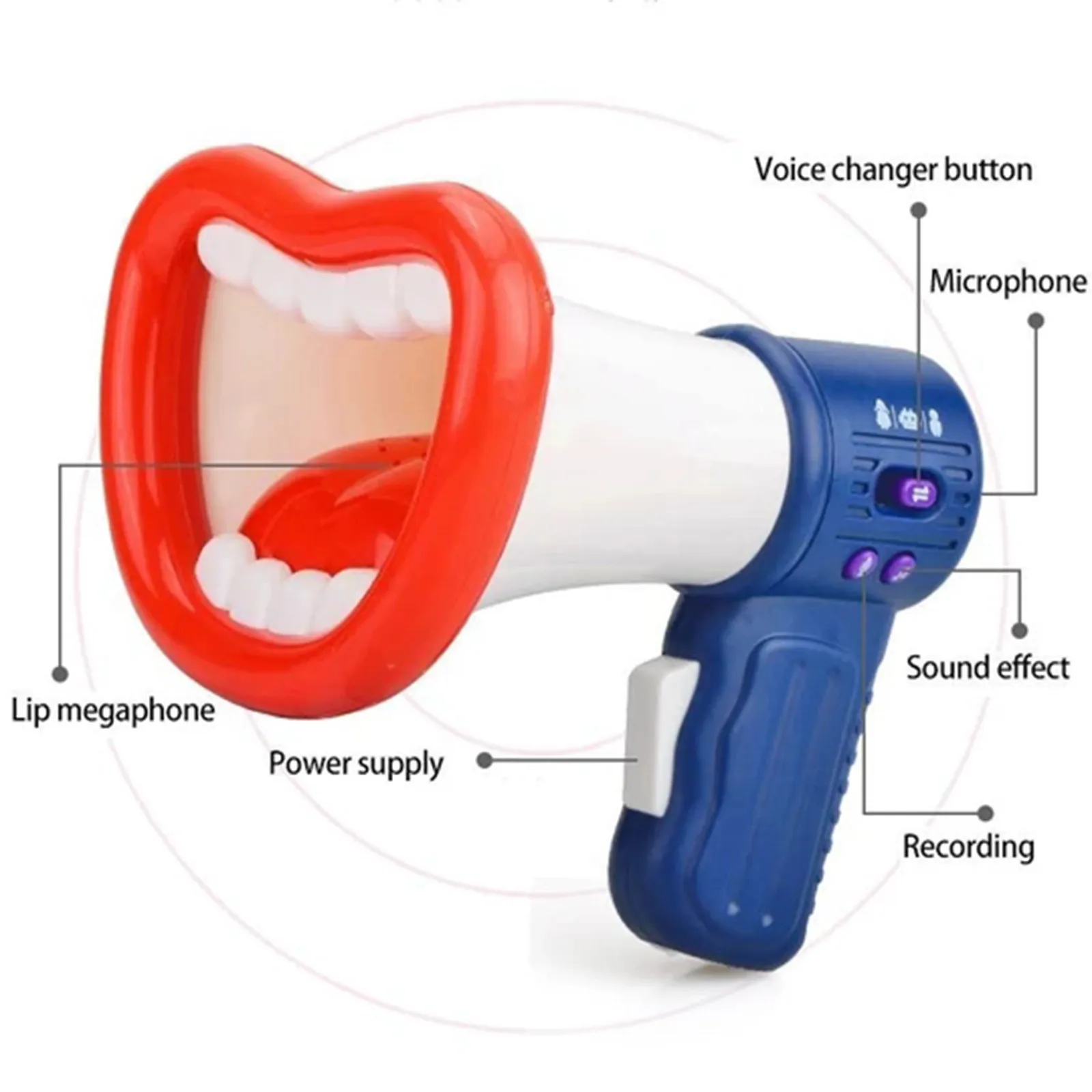 

Horn Toys New Strange Creative Teeth Lip Megaphone Voice Changer Funny Recorder Children's Game Interactive Gift Express Emotion