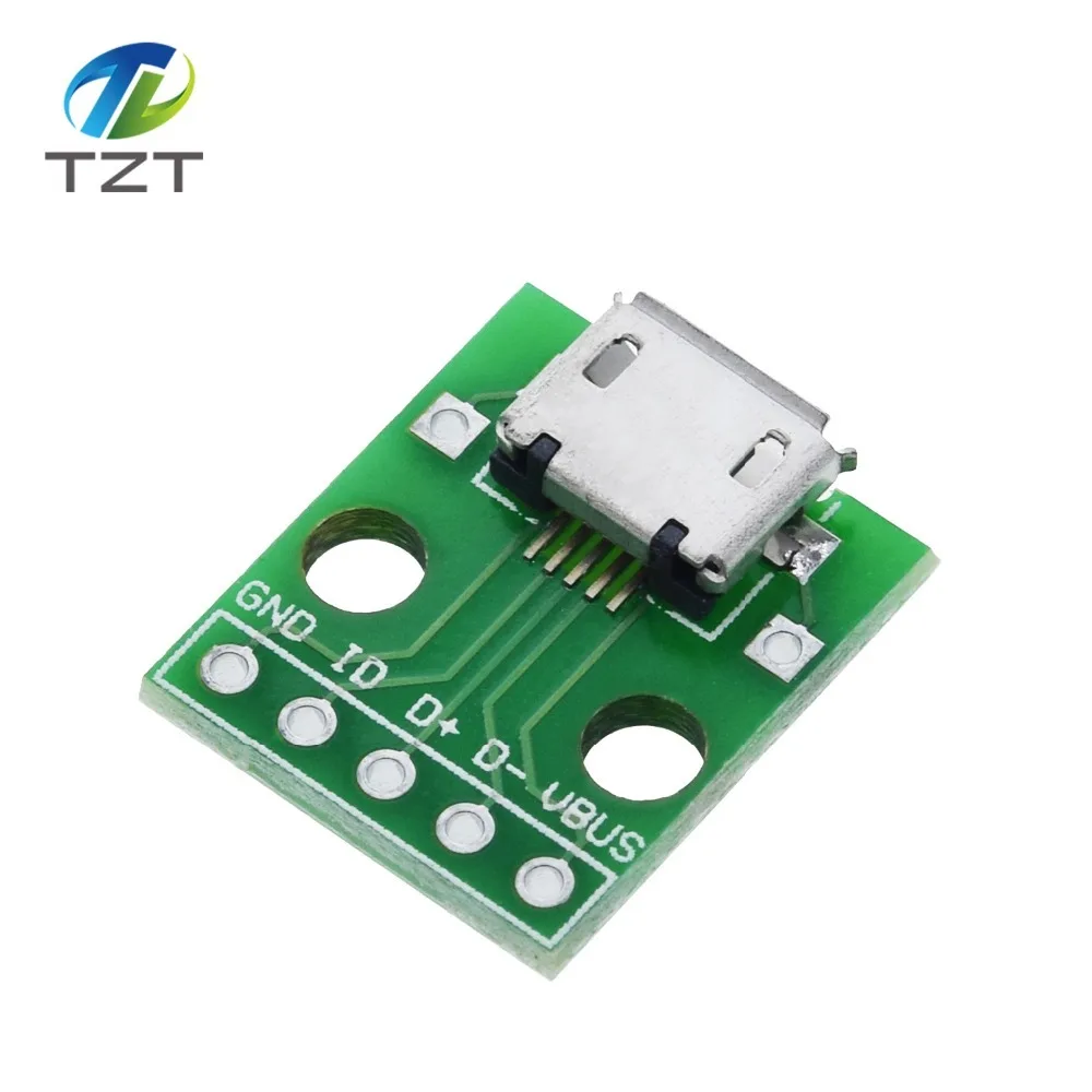 TZT MINI MICRO USB Для DIP адаптера/USB разъем 2,54 мм 5pin Женский Разъем b Тип USB2.0 Женский PCB конвертер USB-01