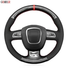 Чехол рулевого колеса автомобиля ручной работы Нескользящие черная замша выхлопной трубы из углеродного волокна для Audi A3 (8P) A4 (B8) A5 A8 A8 L Q7 RS 4 S4 S5 S6